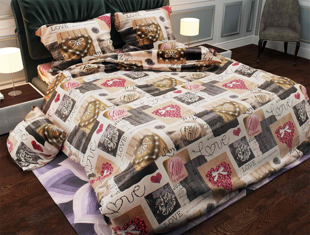 Евро макси набор постельного белья 200*220 из Бязи "Gold" №15854 Черешенка™