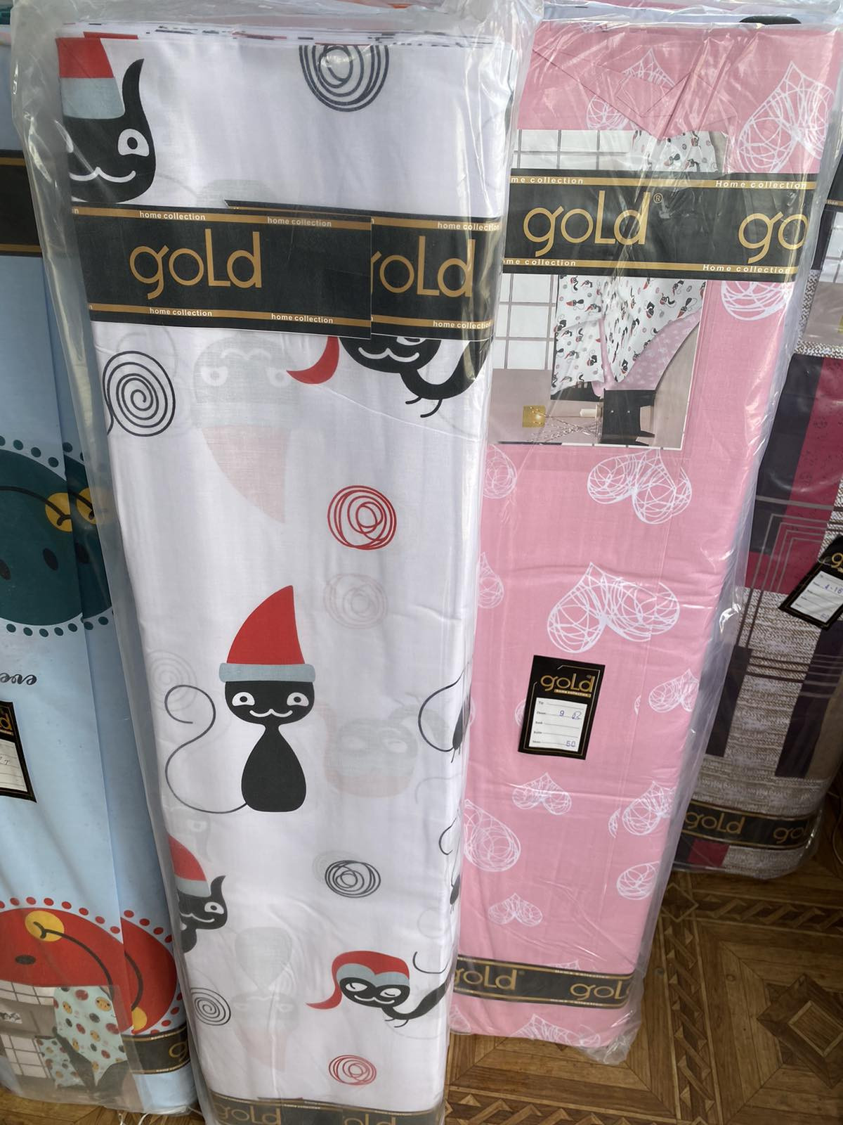 Тканина для постільної білизни Бязь "Gold" Lux "Кошкін дім" GL1236 (A+B) - (50м+50м)