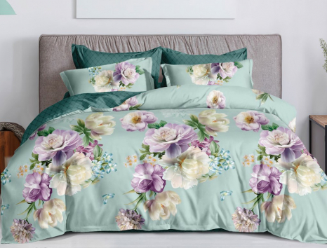 Семейный набор хлопкового постельного белья из Сатина №44246AB Черешенка™