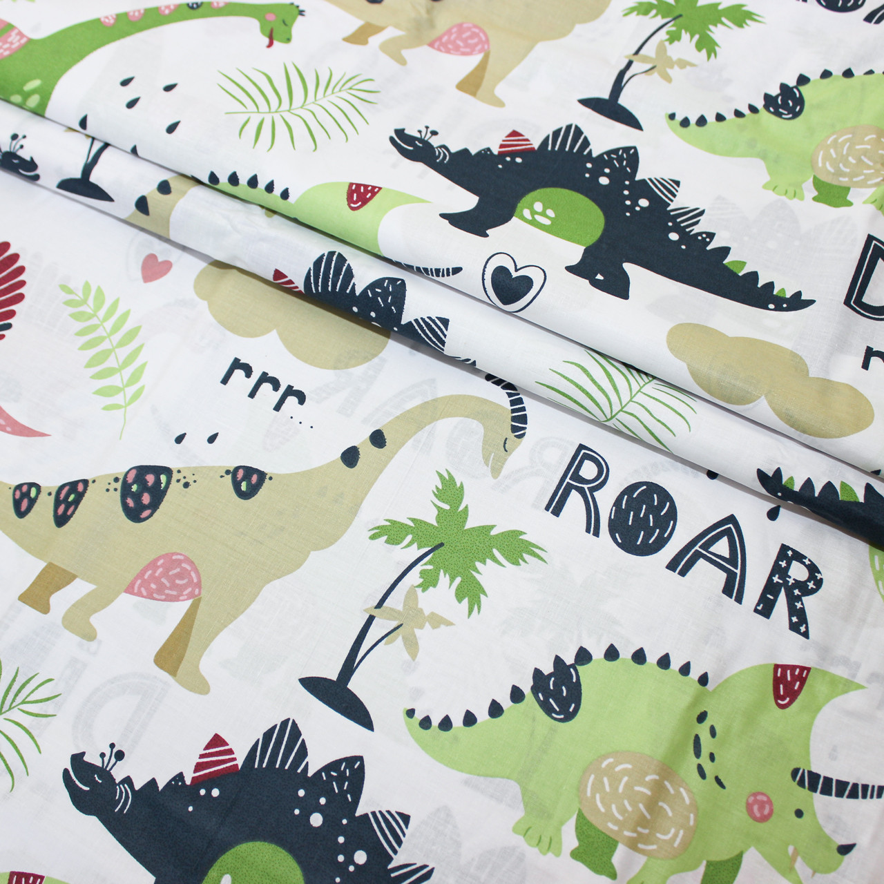Тканина для постільної білизни Бязь "Gold" Lux  "Динозаврики" GL1263 (A+B) - (50м+50м)