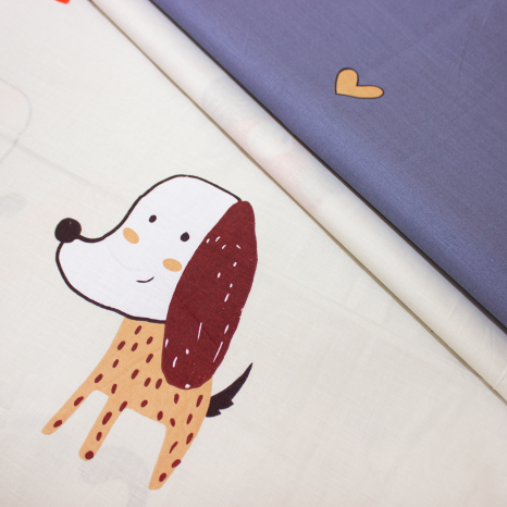 Тканина для постільної білизни Бязь "Gold" Lux дитяча "Добродушні песики" GLB4201 (A+B) - (50м+50м)