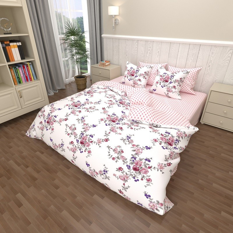 Двоспальний набір постільної білизни 180*220 із Ранфорсу №181302AB Черешенка™