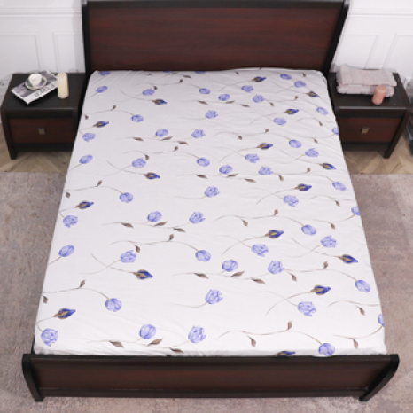 Простирадло на резинці (160*200*25) сіре з квітковим принтом №661197