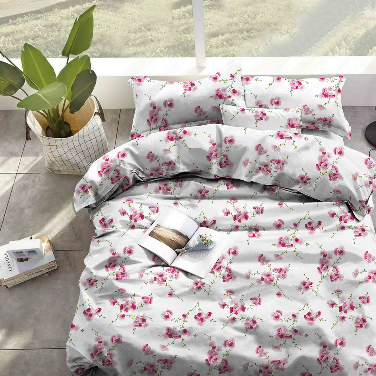 Тканина для постільної білизни Бязь "Gold" "Квітучий персик" GLL5094pink