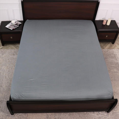 Простирадло на резинці (120*200*25) сіра смужка №4405