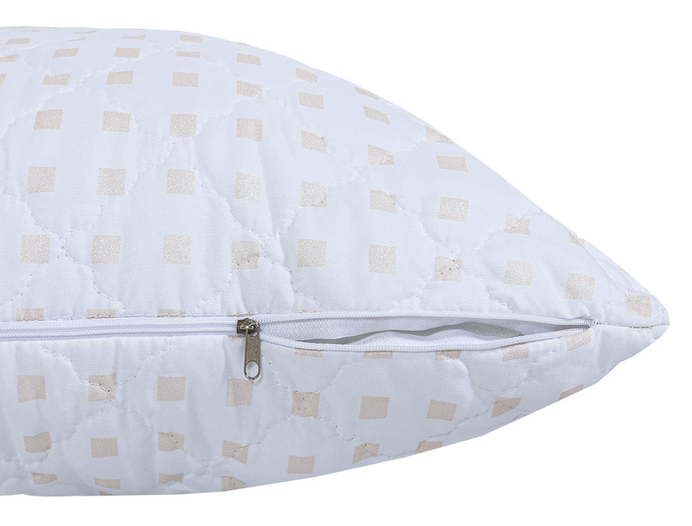 Подушка стьобана на блискавці 50*70 мікрофібра/холлофайбер (біла)