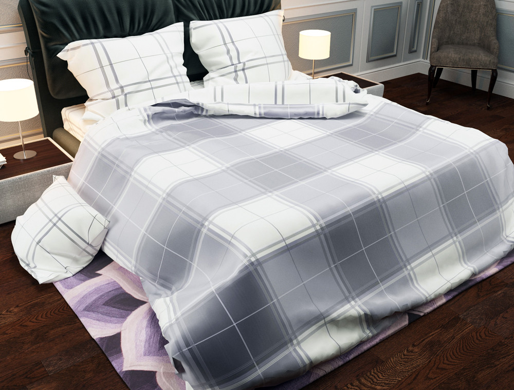 Ткань для постельного белья Бязь "Gold" Lux "Клетка (серый)" GL886 (A+B) - (50м+50м)