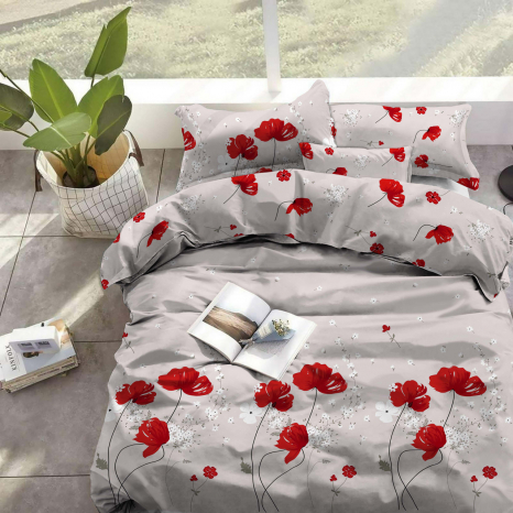 Ткань для постельного белья Бязь "Gold" Lux "Маковый цвет" GL1413 (A+B) - (50м+50м)