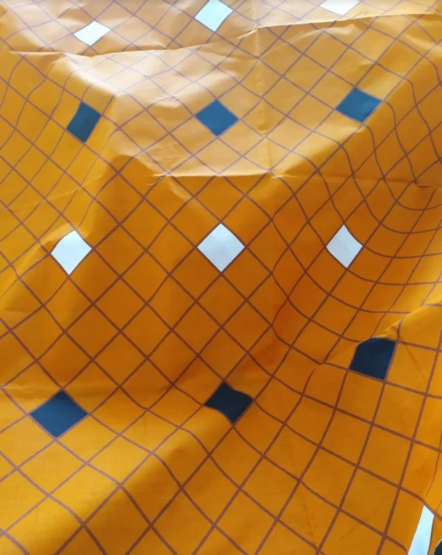 Ткань для постельного белья Бязь "Gold" Lux "Чёрный, белый, желтый Ромб" GL1375 (A+B) - (50м+50м)