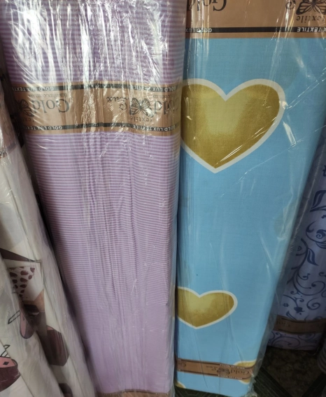 Ткань для постельного белья Бязь "Gold" Lux "Сердечно-звездный принт" GL1640 (A+B) - (50м+50м)