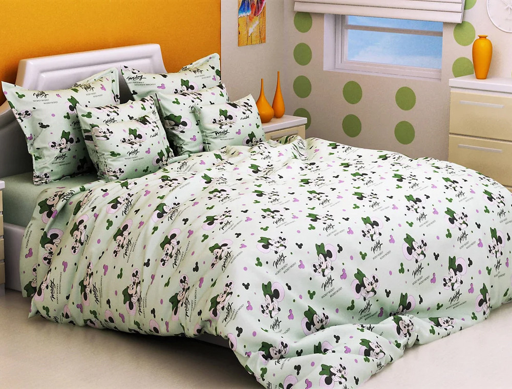 Ткань для постельного белья Бязь "Gold" Lux детская GLB3005green