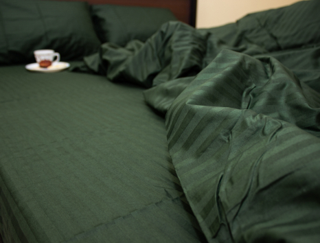 Полуторний набір постільної білизни 150*220 зі Страйп Сатину №505918 Черешенка™