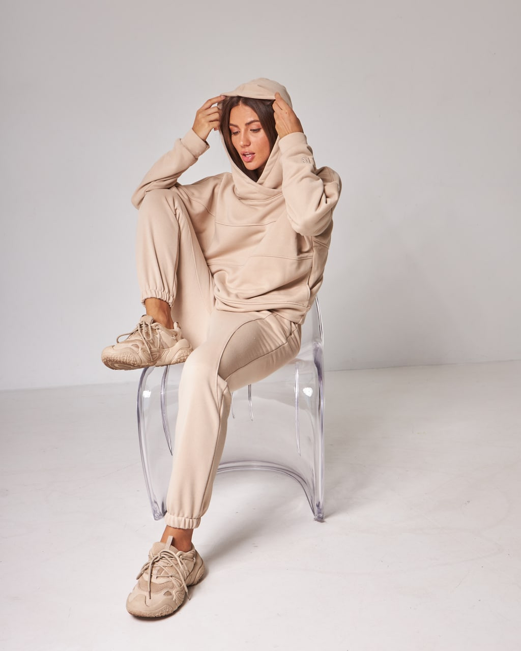 Жіночий спортивний костюм з капюшоном (Розмір M) какао №20222163