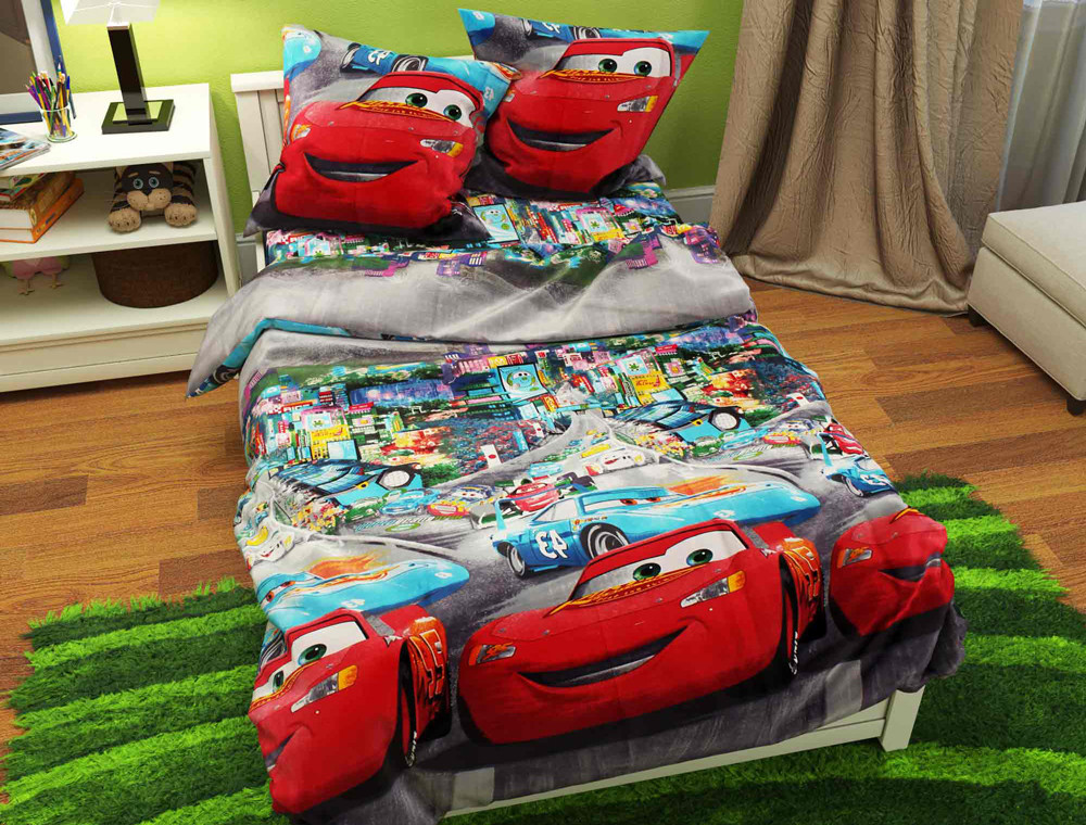 Ткань для постельного белья Бязь "Gold" Lux детская "Молния Макквин" GLB077