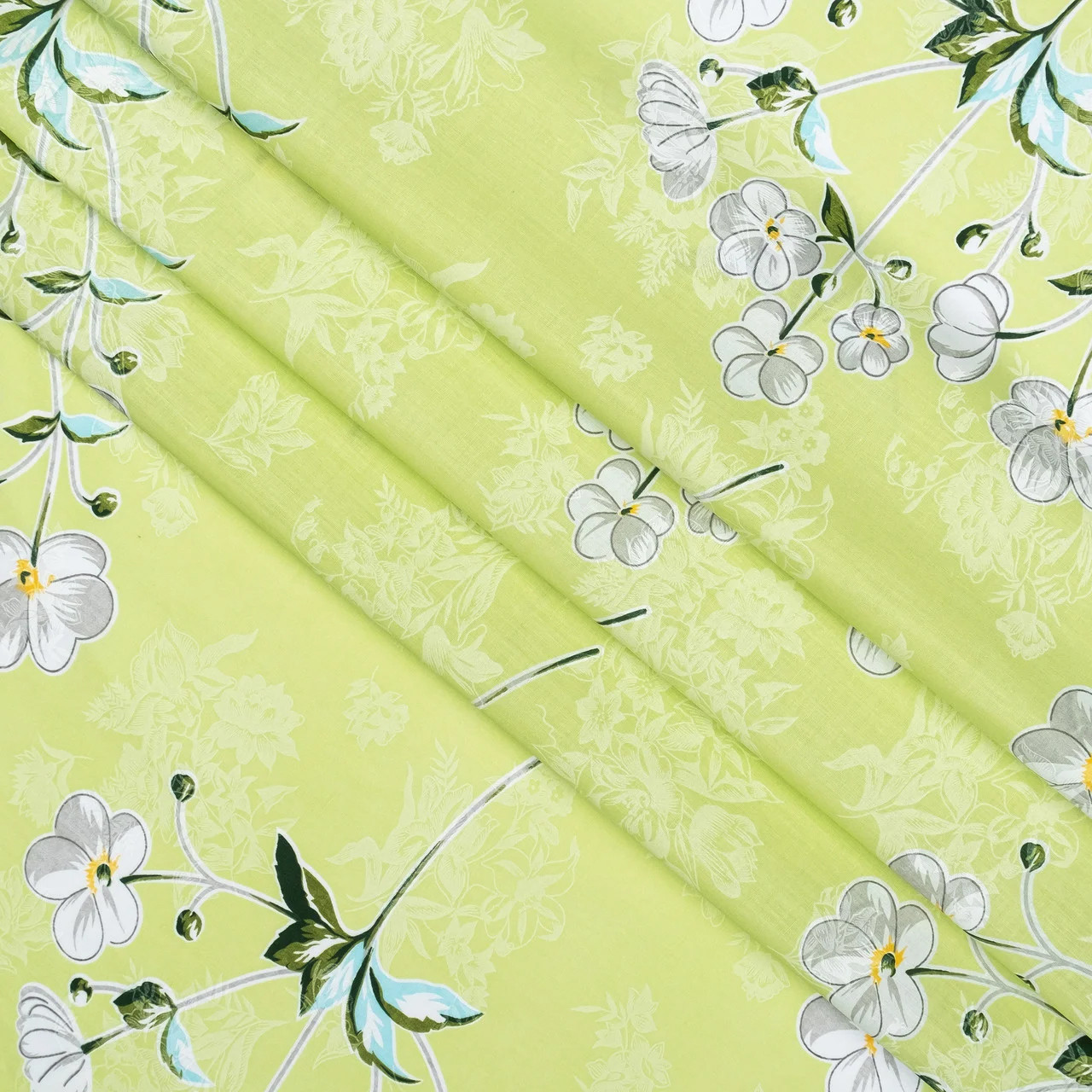 Тканина для постільної білизни Бязь "Gold" "Принт букета квітів" GLL8925green