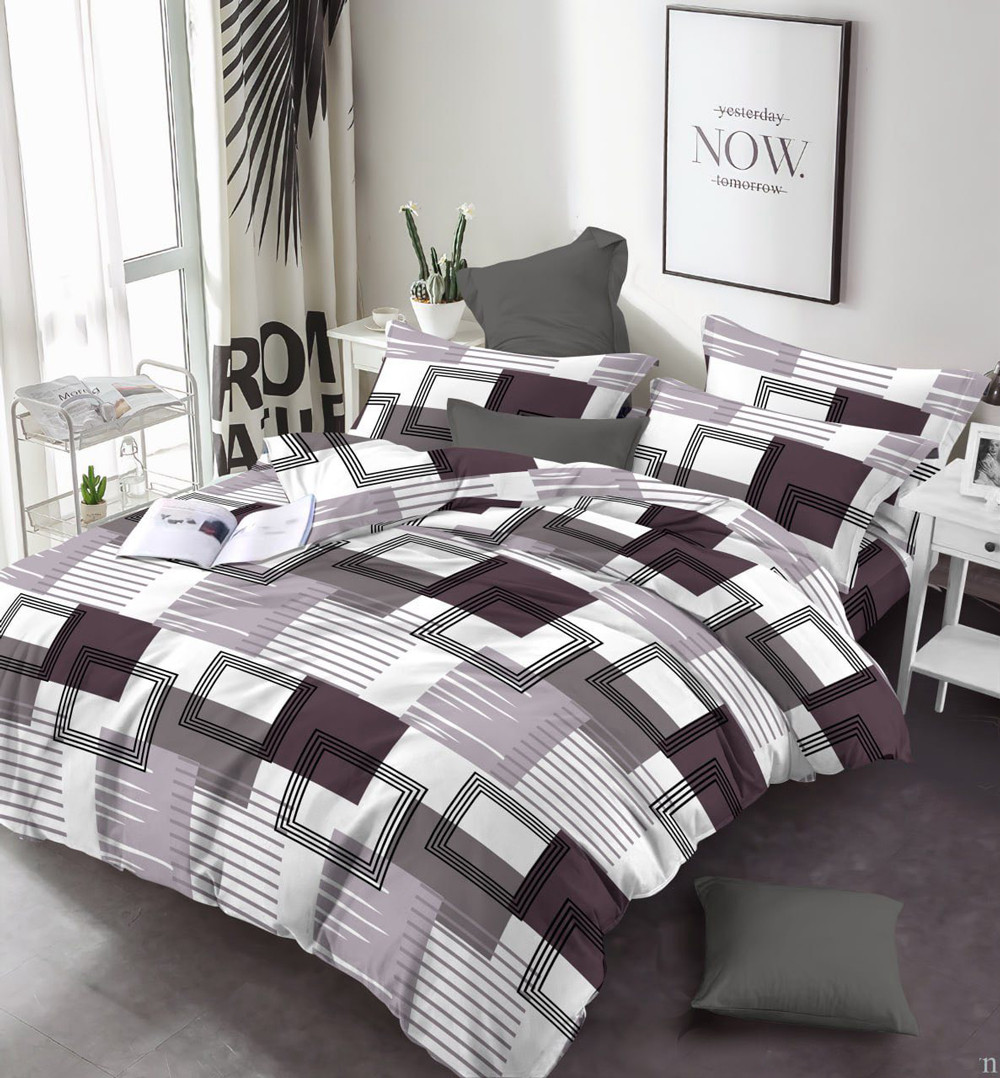 Ткань для постельного белья Бязь "Gold" Lux  с геометрическим принтом GL17030brown