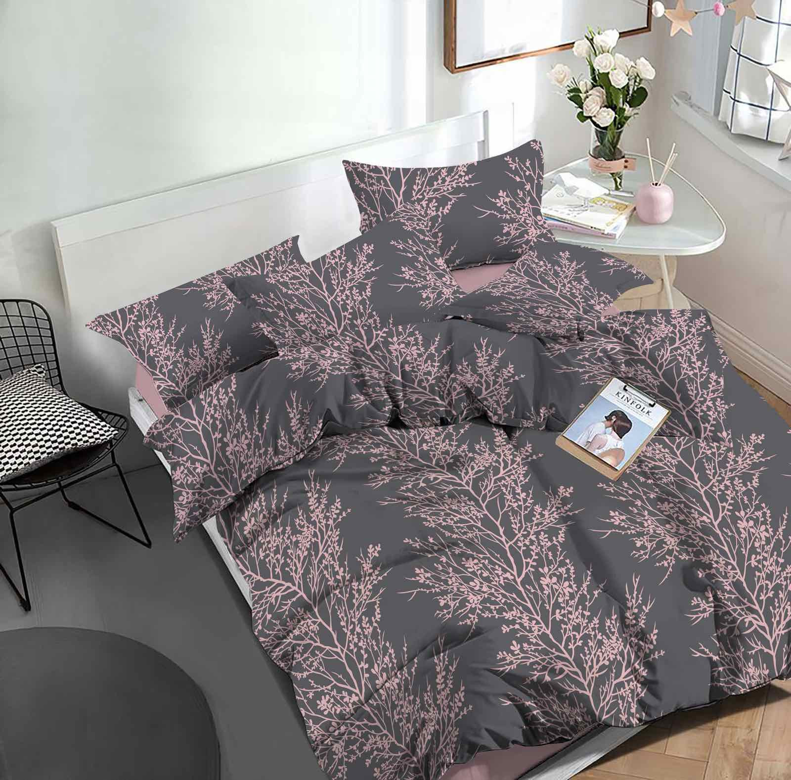 Тканина для постільної білизни Бязь "Gold" Lux GL50686grey-pink