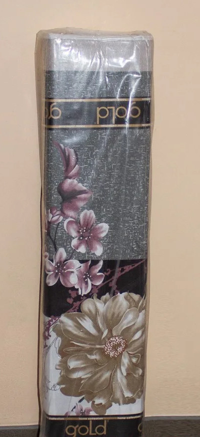 Ткань для постельного белья Бязь "Gold" Lux "Цветочный принт (клетка, белый)" GL1084.