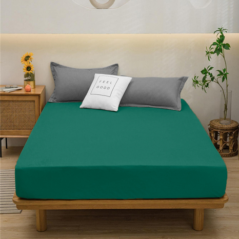 Простирадло на резинці (140*200*25) смарагдове №1244