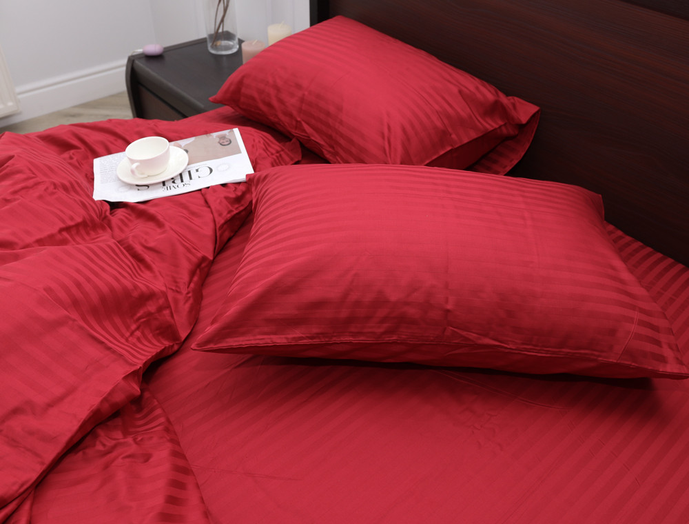 Евро макси набор постельного белья 200*220 из Страйп Сатина №19-1758 Черешенка™