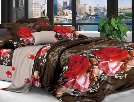 Євро набір постільної білизни 200*220 із полікотону №201987 Черешенька™