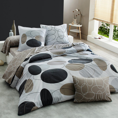 Ткань для постельного белья Бязь "Gold" Lux "Геометрический вальс" GL1401 (A+B) - (50м+50м)