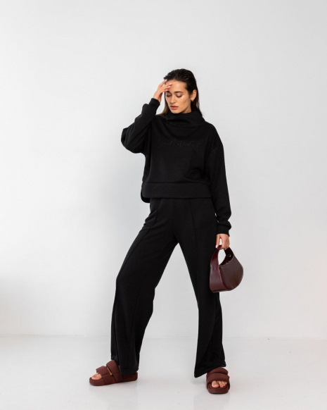 Жіночий костюм зі штанами палаццо (Розмір S) чорний №205_0020