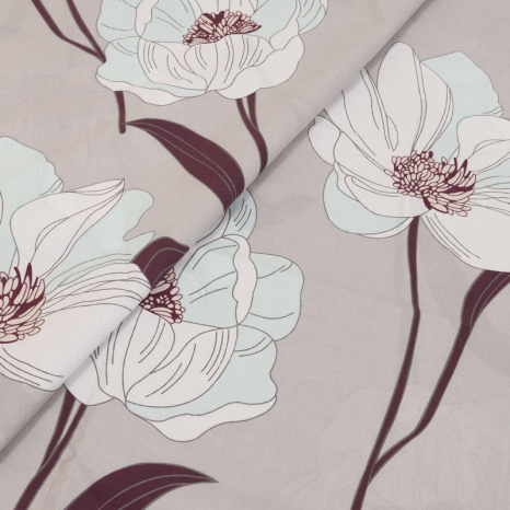 Тканина для постільної білизни Бязь "Gold" Lux "Квіточки (бежевий)" GL518