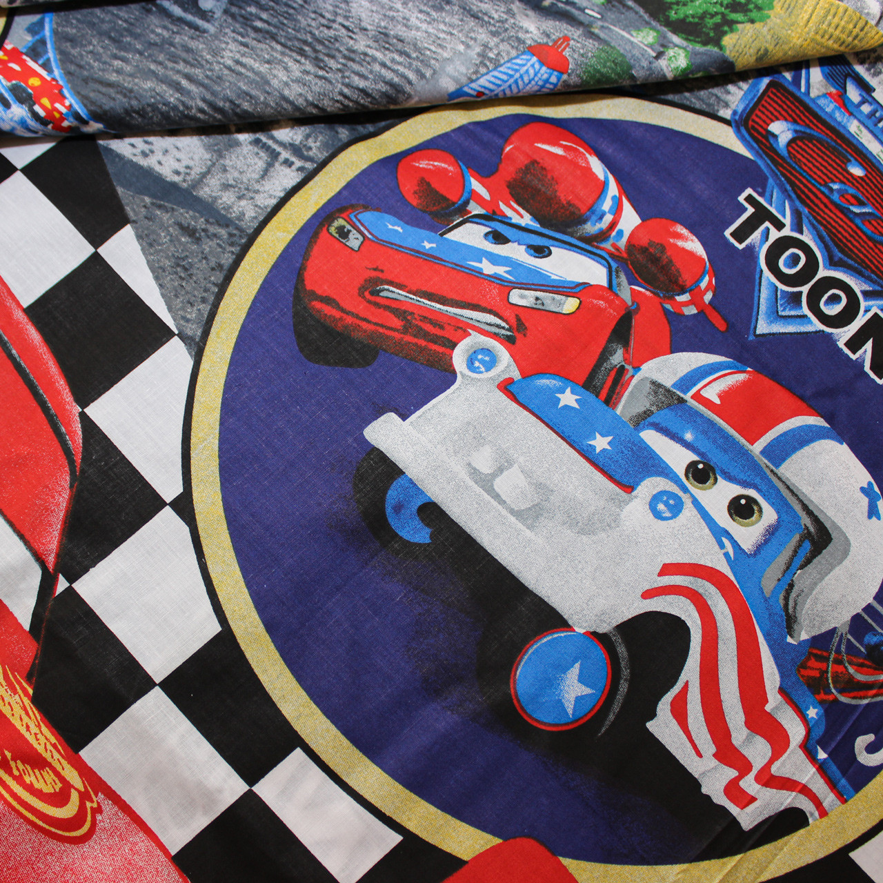 Ткань для постельного белья Бязь "Gold" Lux детская "Мультипликационные Машины" GLB4291