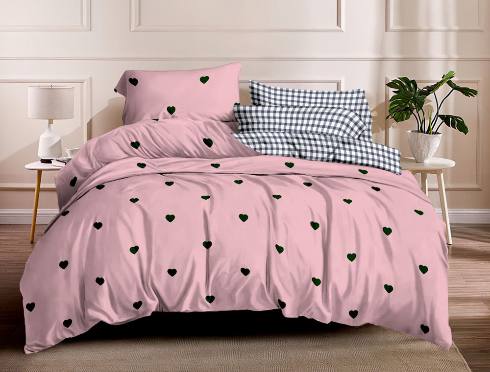 Семейный набор хлопкового постельного белья из Сатина №1507AB Черешенка™