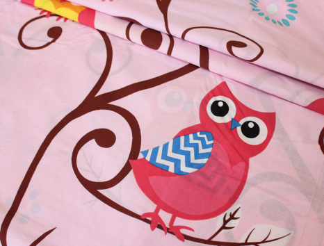Тканина для постільної білизни Бязь "Gold" Lux дитяча "Совушки на гілках" GLB170