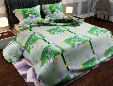 Ткань для постельного белья Бязь "Gold" Lux "Цветочная гавань (зеленый)" GL2882R