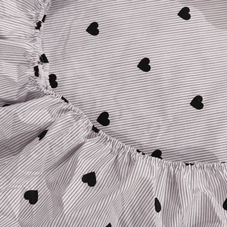 Простынь на резинке (160*200*25) сердца на белом №6650991