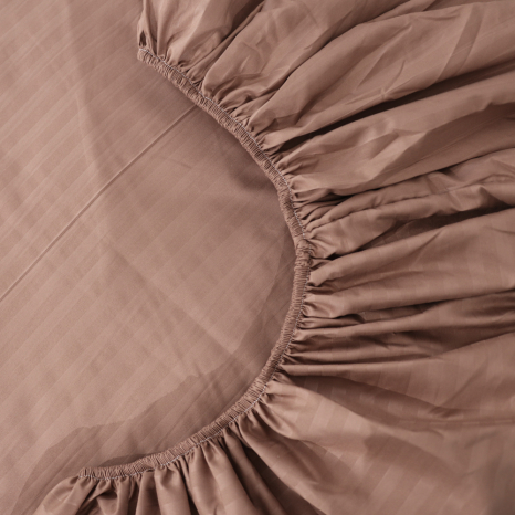 Простирадло на резинці (160*200*25) коричнева смужка №8583