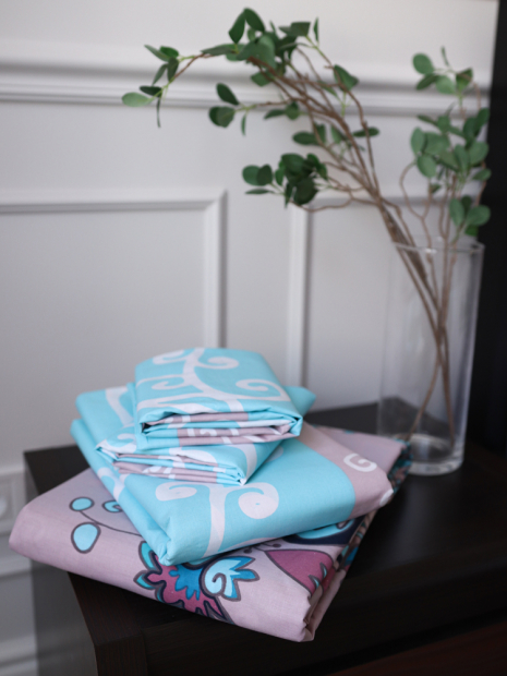 Полуторний набір постільної білизни 150*220 із Бязі "Gold" №15806AB Черешенка™