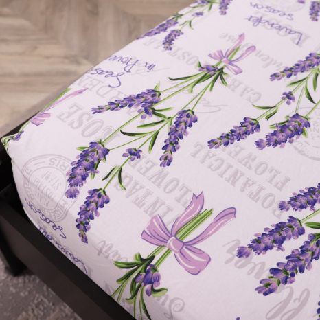 Простирадло на резинці (90*200*25) біле з квітковим принтом №668382