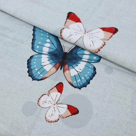 Ткань для постельного белья Бязь "Gold" Lux "Колоритные бабочки" GL1602 (A+B) - (50м+50м)