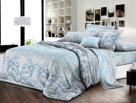 Ткань для постельного белья Бязь "Gold" Lux "Серый абстрактный принт" GL848