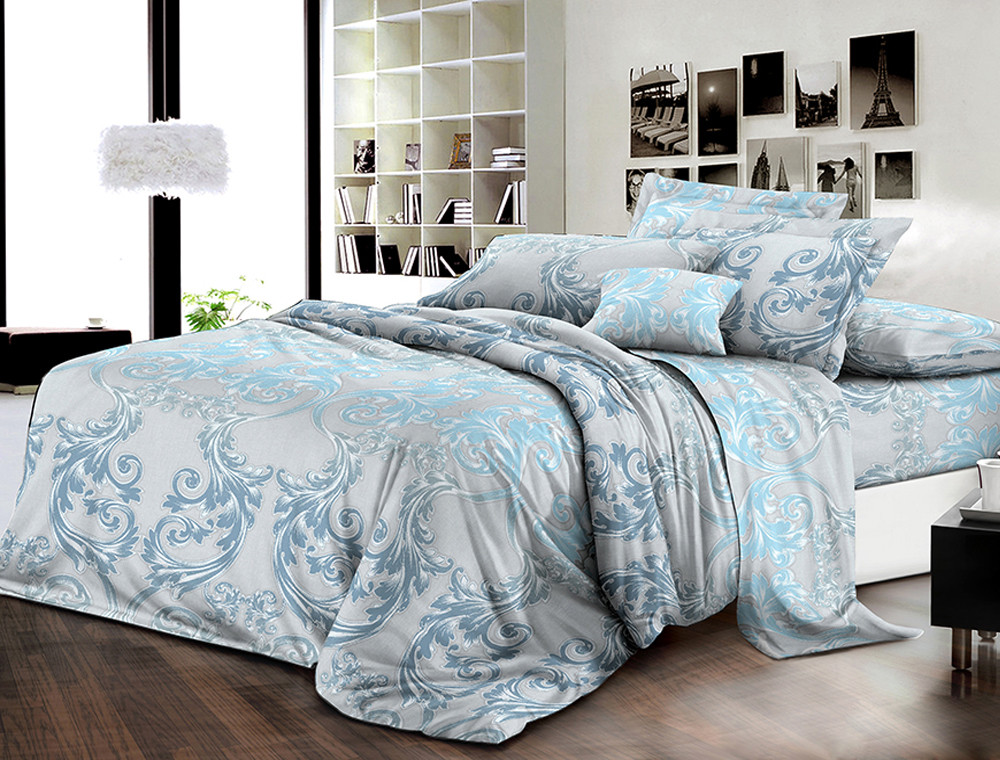 Ткань для постельного белья Бязь "Gold" Lux "Серый абстрактный принт" GL848