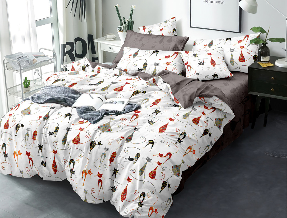 Евро макси набор постельного белья 200*220 из Сатина №1751AB Черешенка™