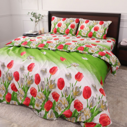 Тканина для постільної білизни Бязь "Gold" Lux "Тюльпани" GL022