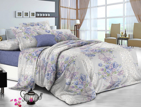 Полуторный набор постельного белья 150*220 из Сатина №1929AB Черешенка™