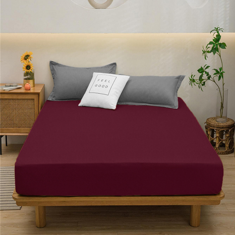 Простирадло на резинці (90*200*25) бордо №1029