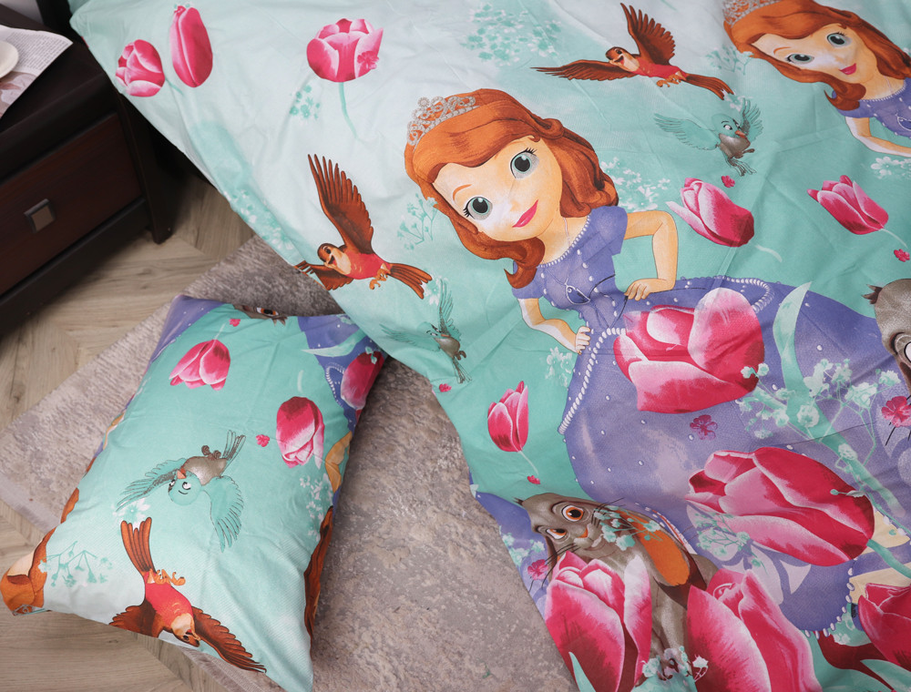 Полуторний набір постільної білизни 150*220 із Бязі "Gold" №163046 Черешенка™