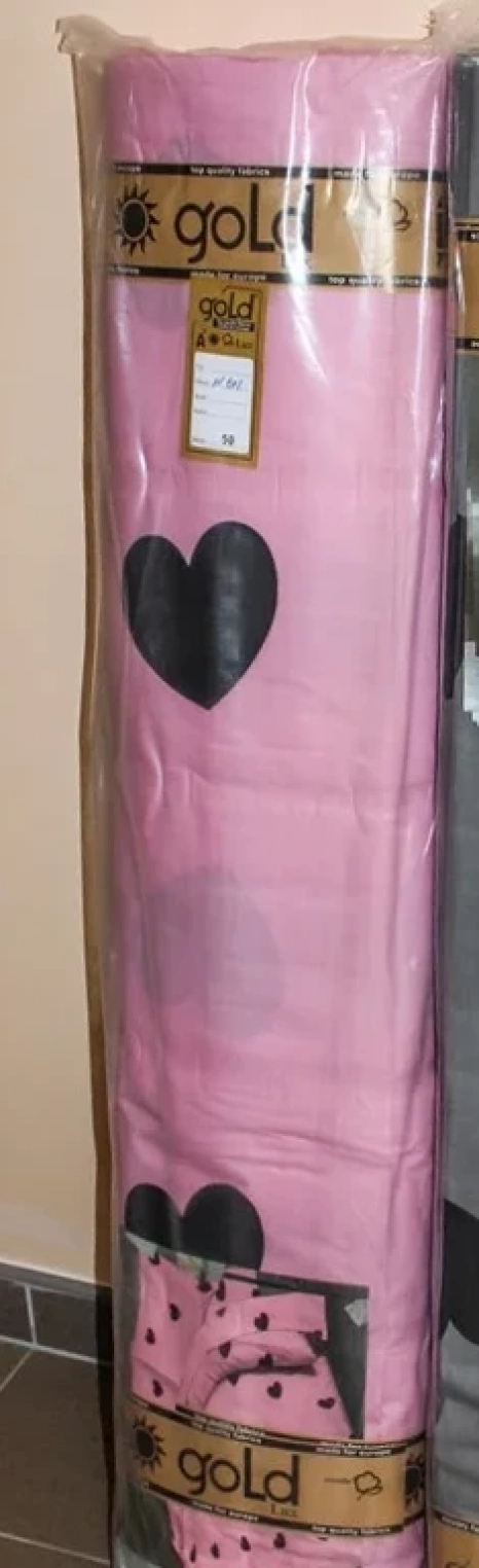 Тканина для постільної білизни Бязь "Gold" Lux "Серця" GL7465pink