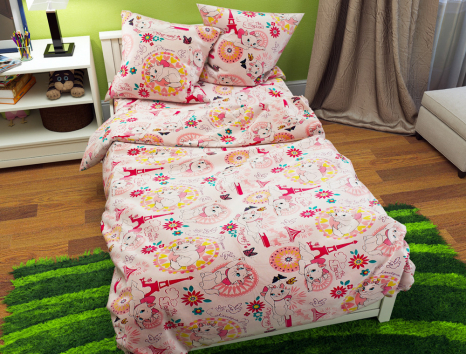 Тканина для постільної білизни Бязь "Gold" Lux дитяча "Канікули у Парижі" GLB4211