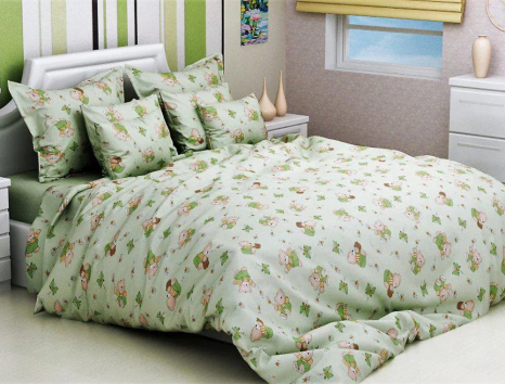 Ткань для постельного белья Бязь "Gold" Lux детская GLB3006green