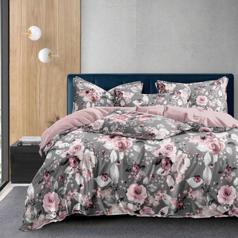 Полуторний набір постільної білизни 150*220 із Сатину №44339AB Черешенка™