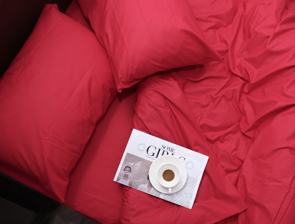 Полуторный набор однотонного постельного белья 150*220 из Бязи "Gold" №151069 Черешенка™