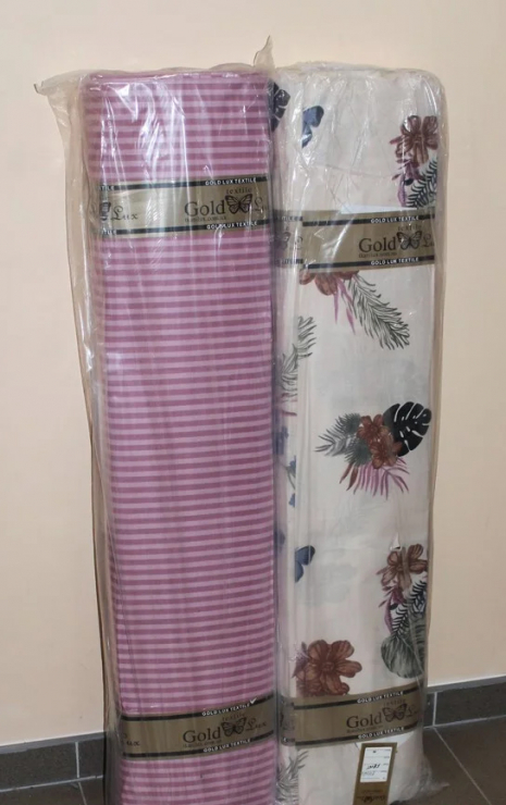 Тканина для постільної білизни Бязь "Gold" Lux "Рослинний принт (бежевий)" GL3065 (A+B) - (50м+50м)